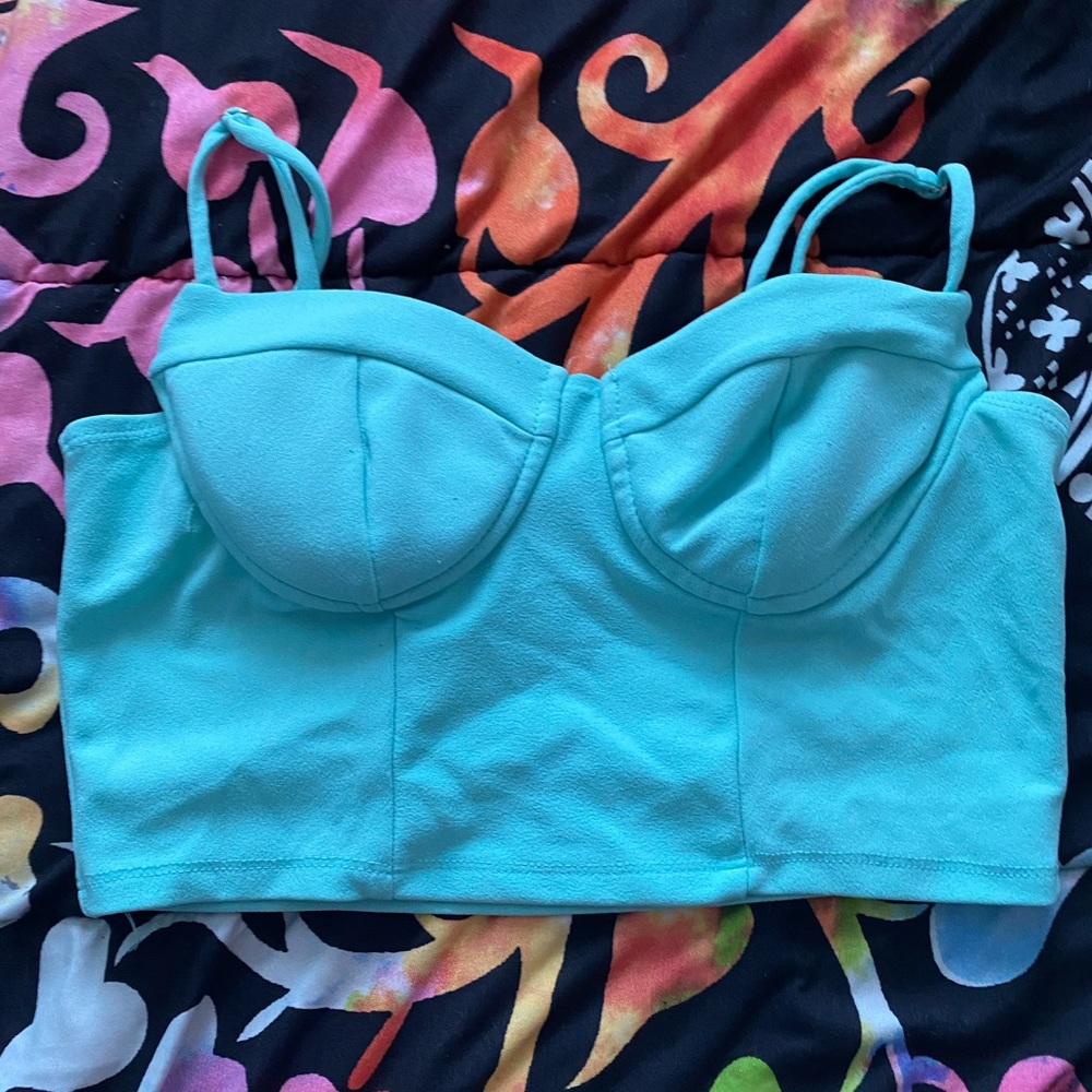 Blue spaghetti straps crop top size m